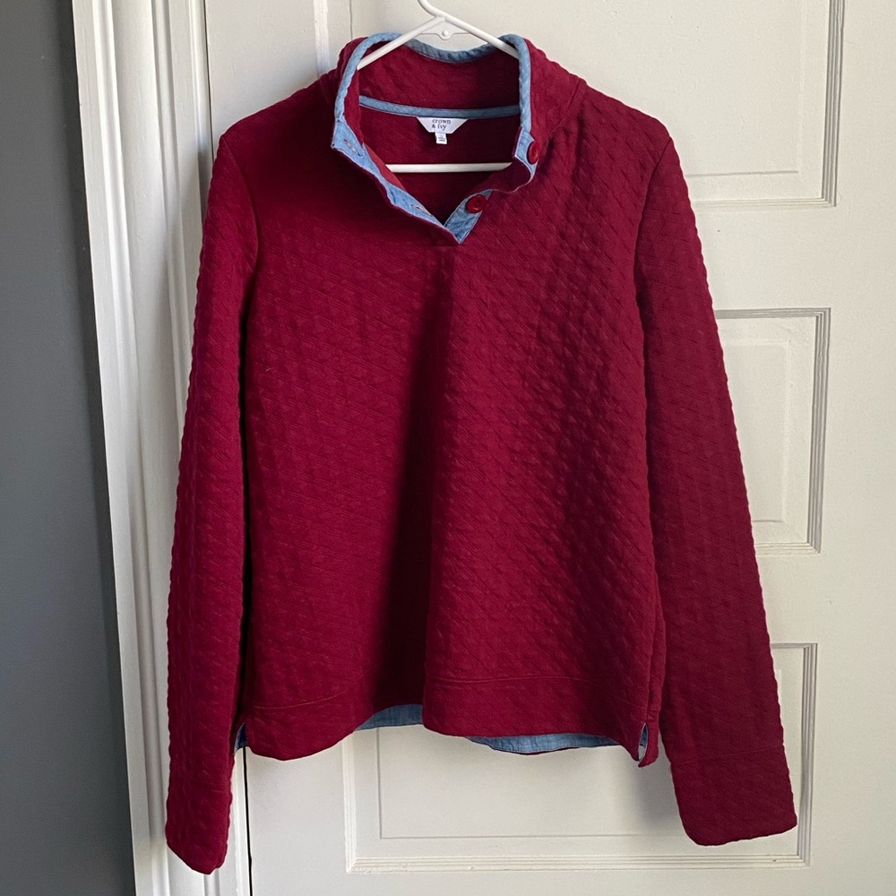 Women’s Crown & Ivy Quilted Cotton 1/4 button pullover